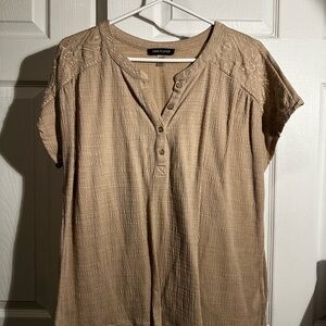 Eddie Bauer Tan Button-Up Blouse